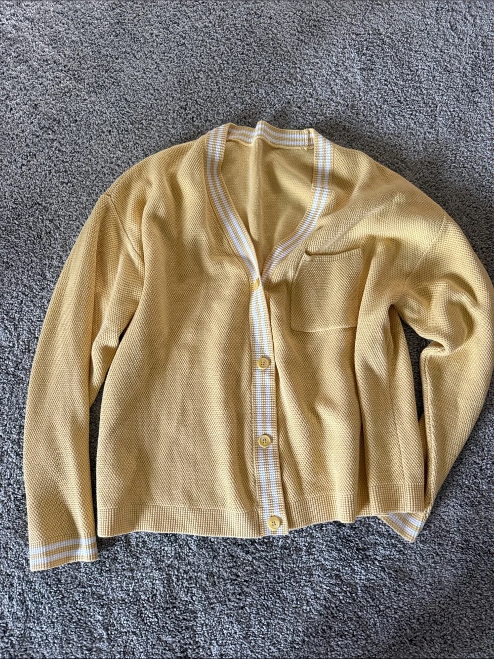 ALO Tennis Club Tennis Club Sweater Knit Cardigan, Butter Yellow, size L